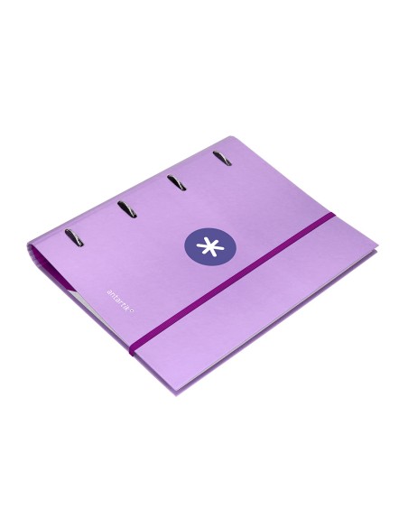 Carpeta con recambio antartik a4 cuadro 5mm forrada 4 anillas 40mm redondas color lavanda
