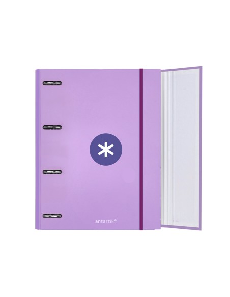 Carpeta con recambio antartik a4 cuadro 5mm forrada 4 anillas 40mm redondas color lavanda