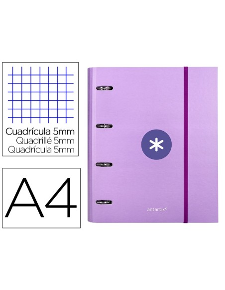 Carpeta con recambio antartik a4 cuadro 5mm...