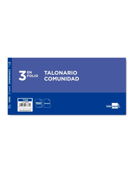 Talonario liderpapel comunidad tres en folio...