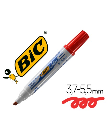Rotulador bic velleda para pizarra rojo punta biselada 5,9 mm