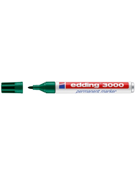 Rotulador edding marcador permanente 3000 verde punta redonda 1,5-3 mm recargable