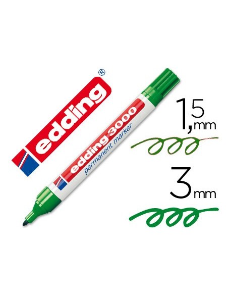 Rotulador edding marcador permanente 3000 verde...