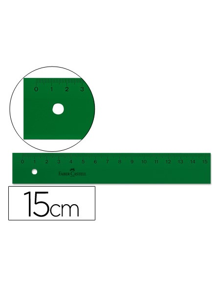 Regla faber castell 15 cm plastico verde