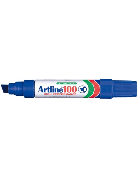 Rotulador artline marcador permanente 100 azul punta biselada