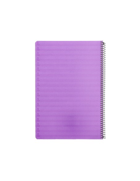 Cuaderno espiral liderpapel folio pautaguia tapa plastico 80h 75gr cuadro pautado 4mm con margen color violeta