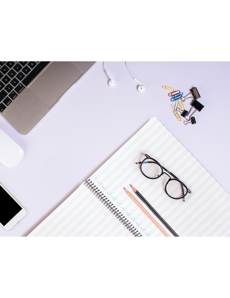 Cuaderno espiral liderpapel folio pautaguia tapa plastico 80h 75gr cuadro pautado 4mm con margen color amarillo