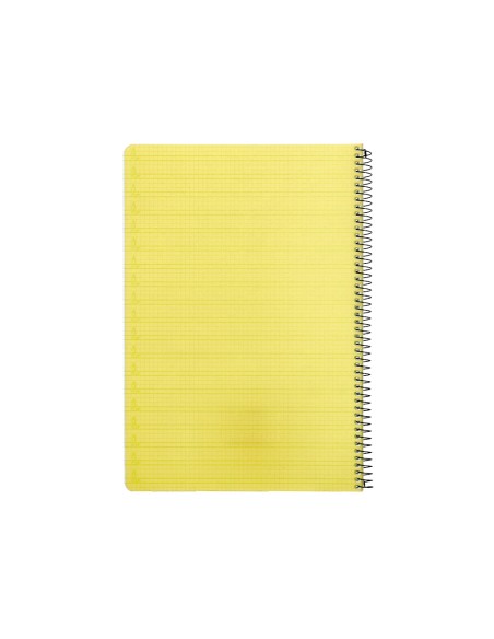 Cuaderno espiral liderpapel folio pautaguia tapa plastico 80h 75gr cuadro pautado 4mm con margen color amarillo