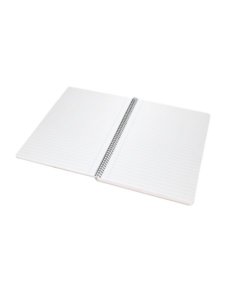 Cuaderno espiral liderpapel folio pautaguia tapa plastico 80h 75gr cuadro pautado 3mm con margen color rojo