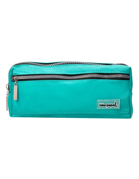 Bolso escolar liderpapel portatodo rectangular 3 bolsillos celeste 210x80x85 mm