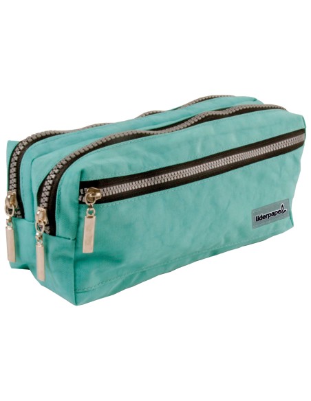 Bolso escolar liderpapel portatodo rectangular 3 bolsillos celeste 210x80x85 mm