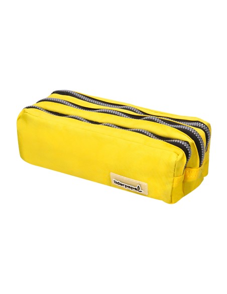 Bolso escolar liderpapel portatodo rectangular 3 bolsillos amarillo pastel 185x80x70 mm