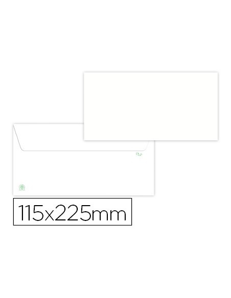 Sobre liderpapel blanco 115x225 mm solapa tira de silicona papel reciclado 90 gr caja de 500 unidades