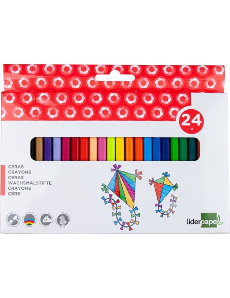Lapices cera liderpapel caja de 24 unidades...