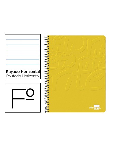 Cuaderno espiral liderpapel folio write tapa blanda 80h 60gr horizontal con margen color amarillo