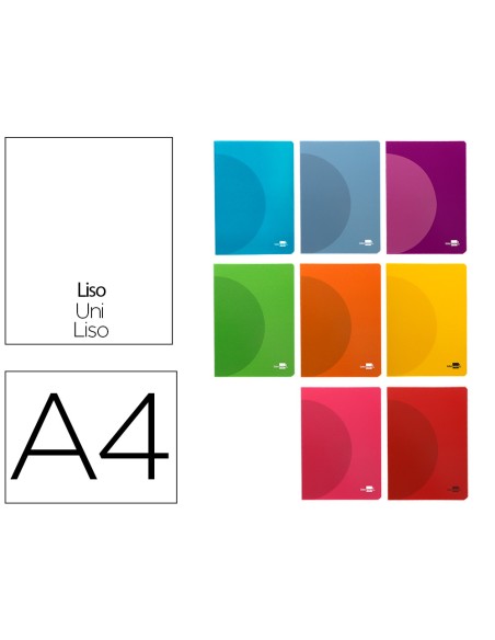 Libreta liderpapel 360 tapa de plastico a4 48 hojas 90g/m2 lisa sin margen colores surtidos