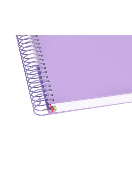 Cuaderno espiral a4 micro antartik tapa forrada 120h 90 gr cuadro 5mm 5 bandas 4 taladros color lavanda