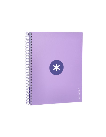 Cuaderno espiral a4 micro antartik tapa forrada 120h 90 gr cuadro 5mm 5 bandas 4 taladros color lavanda