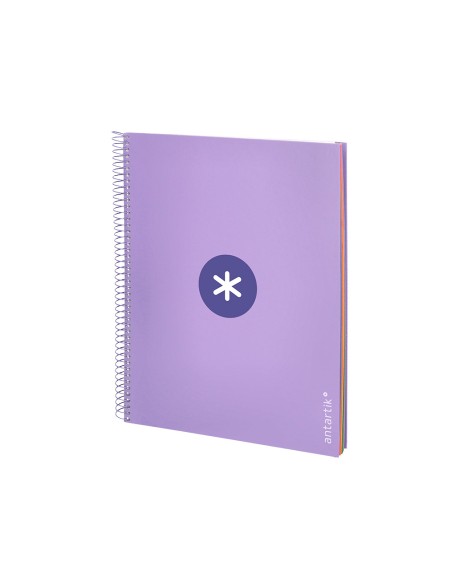 Cuaderno espiral a4 micro antartik tapa forrada 120h 90 gr cuadro 5mm 5 bandas 4 taladros color lavanda