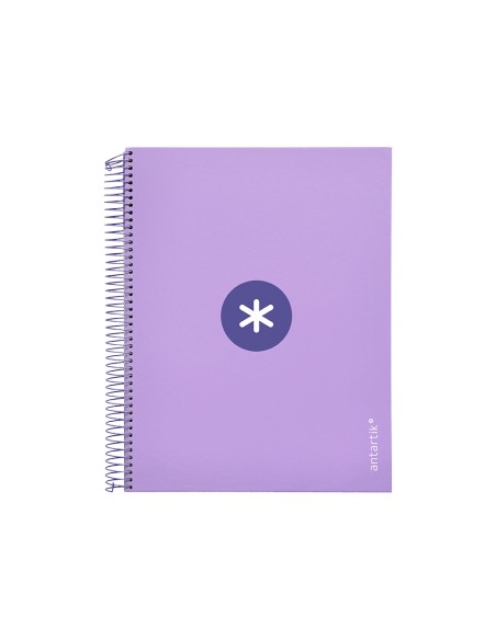 Cuaderno espiral a4 micro antartik tapa forrada 120h 90 gr cuadro 5mm 5 bandas 4 taladros color lavanda