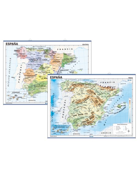 Mapa mural españa fisico/politico 140x100 cm