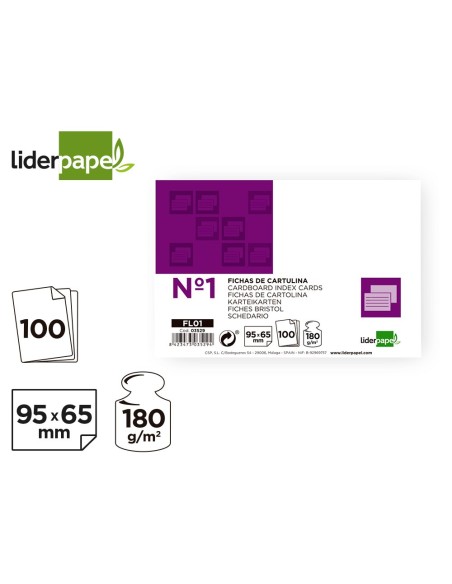 Ficha liderpapel lisa nº1 65x95mm paquete de...