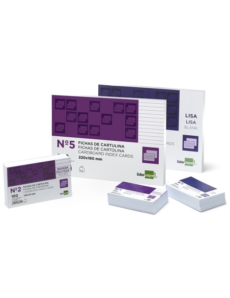 Ficha liderpapel rayada nº3 100x150 mm 180g/m2 paquete de 100 unidades