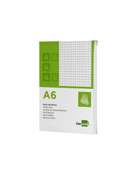 Bloc notas liderpapel cuadro 4mm a6 80 hojas 60g/m2 perforado