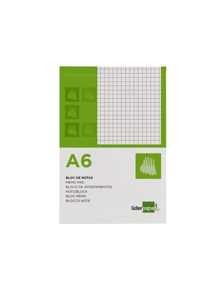 Bloc notas liderpapel cuadro 4mm a6 80 hojas 60g/m2 perforado