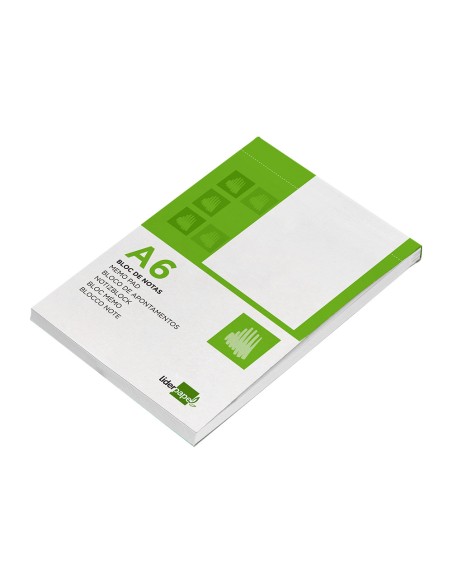 Bloc notas liderpapel liso a6 80 hojas 60g/m2 perforado