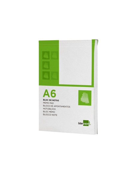 Bloc notas liderpapel liso a6 80 hojas 60g/m2 perforado