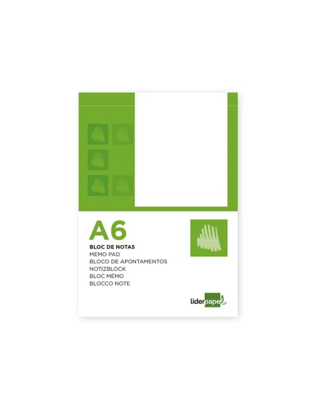 Bloc notas liderpapel liso a6 80 hojas 60g/m2...