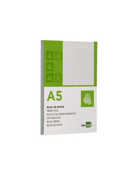 Bloc notas liderpapel cuadro 4mm a5 80 hojas...