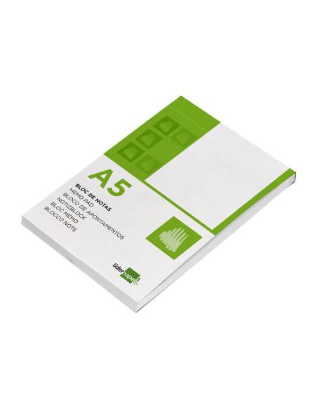 Bloc notas liderpapel liso a5 80 hojas 60g/m2 perforado