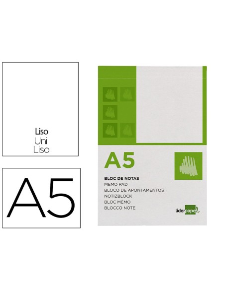 Bloc notas liderpapel liso a5 80 hojas 60g/m2...