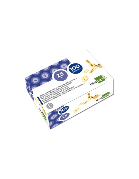 Encuadernadores liderpapel latonados con arandela 40 mm caja de 100 unidades