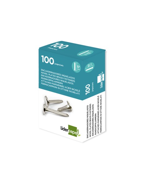 Encuadernadores liderpapel niquelados n.2 17 mm caja de 100 unidades