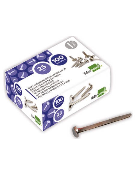 Encuadernadores liderpapel niquelados n.5 25 mm caja de 100 unidades