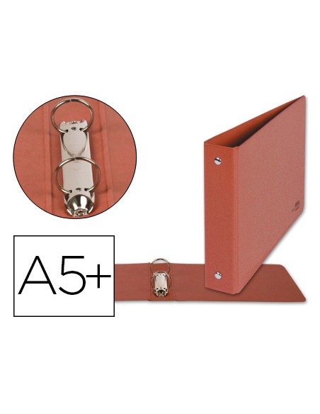 Carpeta de 2 anillas 25mm redondas liderpapel cuarto apaisado carton cuero