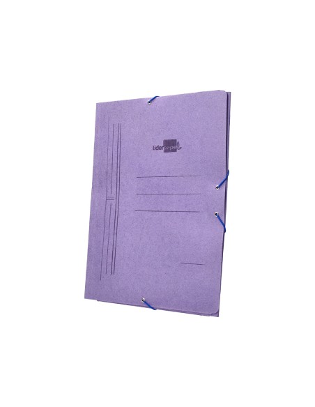 Carpeta liderpapel gomas folio 3 solapas carton compacto azul