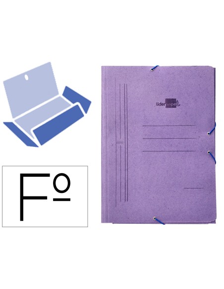 Carpeta liderpapel gomas folio 3 solapas carton compacto azul