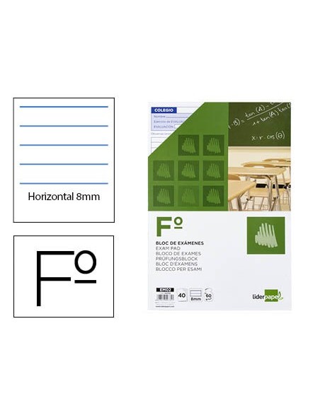 Bloc examenes liderpapel horizontal folio 40...