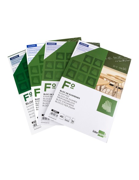 Bloc examenes liderpapel cuadro 4mm folio 40 hojas 60g/m2