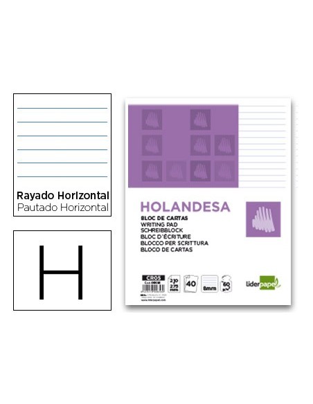Bloc de cartas liderpapel rayado horizontal...
