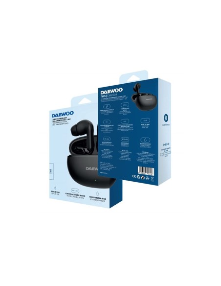 Auricular daewoo tws in-ear bluetooth 5.3 con estuche de carga usb tipo-c autonomia 6 horas color negro
