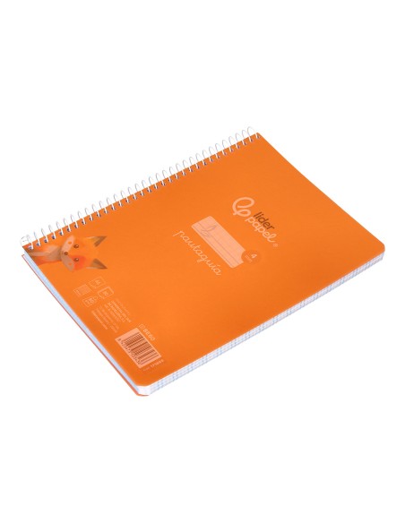 Cuaderno espiral liderpapel din a5 pautaguia tapa plastico 80h 90gr cuadro pautado 4mm color naranja