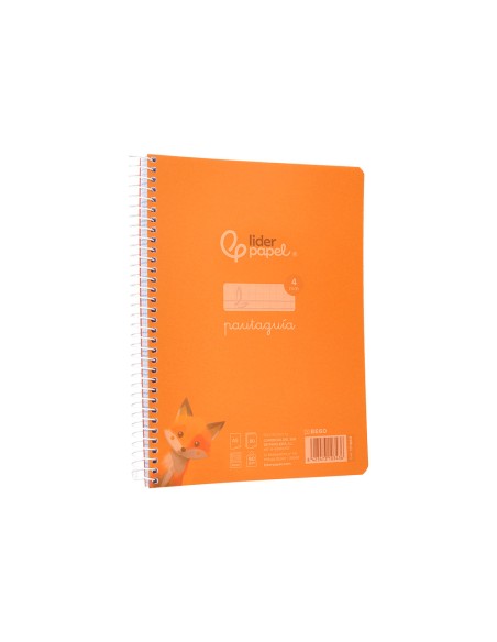 Cuaderno espiral liderpapel din a5 pautaguia tapa plastico 80h 90gr cuadro pautado 4mm color naranja