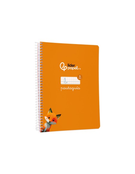 Cuaderno espiral liderpapel di n a5 pautaguia tapa blanda 40h 75 gr cuadro pautado 5mm color naranja