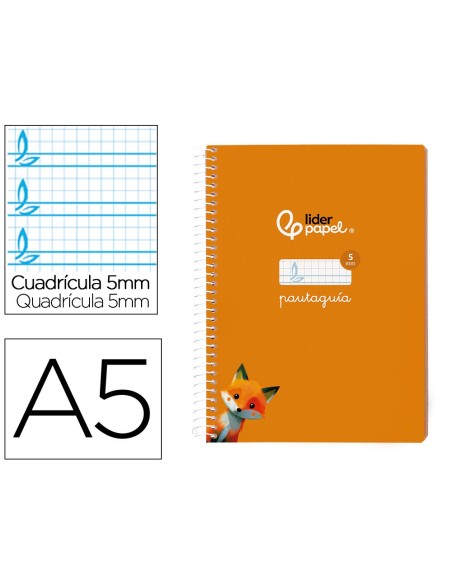 Cuaderno espiral liderpapel di n a5 pautaguia...