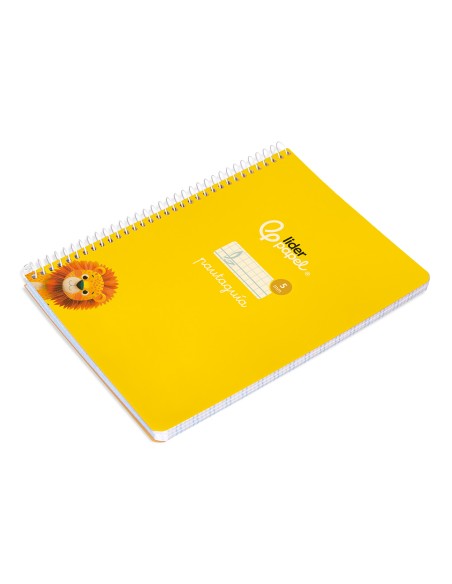 Cuaderno espiral liderpapel di n a5 pautaguia tapa blanda 40h 75 gr cuadro pautado 5mm color amarillo